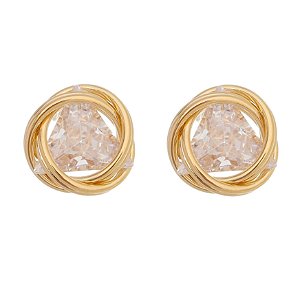 BRINCO FOLHEADO A OURO 18K ZIRCÔNIA ENTRELAÇADA