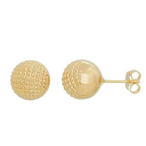 BRINCO FOLHEADO A OURO 18K BOLA PONTILHADO