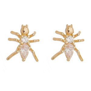 BRINCO DE FORMIGA COM ZIRCÔNIA FOLHEADO A OURO 18K