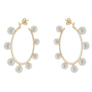 ARGOLA COM PERÓLAS FOLHEADA A OURO 18K