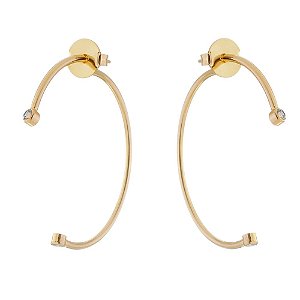 ARGOLA COM ZIRCÔNIA NAS PONTAS FOLHEADA A OURO 18K