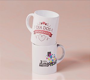 CANECA DE PORCELANA BRANCA COM DETALHES EM COR