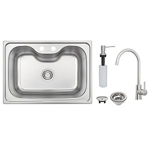 Cuba Morgana 60FX em Aço Inox com Monocomando, Dosador de Sabão e Válvula - TRAMONTINA