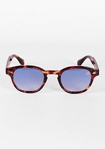 Óculos de sol clássico retrô tartaruga lente azul 
