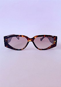 Óculos de sol retrô geométrico tartaruga