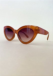 Óculos de sol gatinho redondo laranja