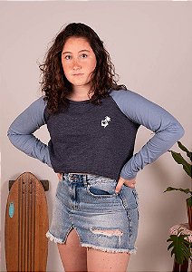 Blusa cropped manga longa eco