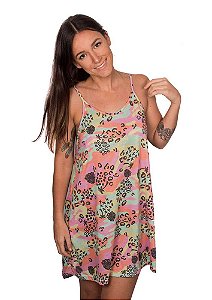 Vestido alcinha estampado ilha