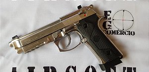 Pistola Airgun Beretta KL92A3 Silver KLI Co2 4,5mm - Full Metal