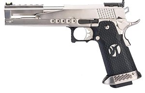 Pistola Airsoft Hi-capa 6" AW-HX2201 Black/Silver GBB 6mm - Full Metal