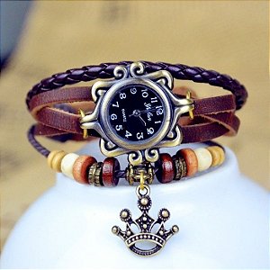 Relogio Vintage Couro  Cor : Coffe