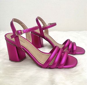 Sandália Salto Médio Bloco - Pink