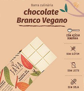Barra de chocolate Branco - COM AÇÚCAR. zero glúten, leite e soja. VEGANO - 2kg / 5 kg
