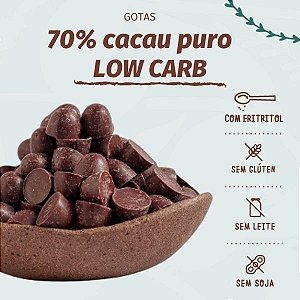 GOTAS de chocolate 70% cacau LOW CARB Eritritol - 2,01kg