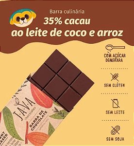 Barra de chocolate 35% cacau ao leite de arroz e coco - 5 Kg