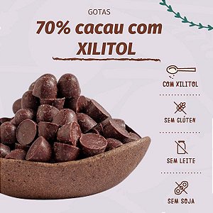 GOTAS de chocolate 70% cacau LOW CARB com XILITOL - 2,01kg