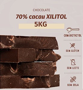 Barra de chocolate 70% cacau LOWCARB com XILITOL –  pacote 5kg