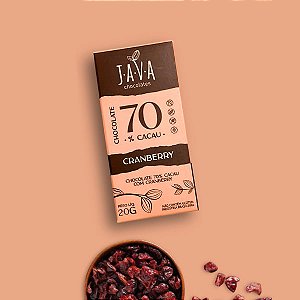 Chocolate 70% Cacau + Cranberry -Display com 5 ou 10 tabletes de 20g - NOVO PESO