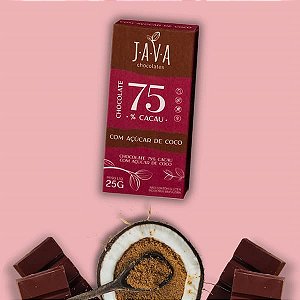 chocolate açúcar de coco - 75% cacau – Display com 5 ou 10  tabletes de 25g