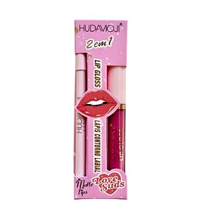 Lip Gloss 2 em 1 - Gloss + Lápis Labial Hudamoji SS-027A