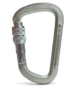 MOSQUETÃO DE AÇO 45KN ASSIMÉTRICO D ROSCA CE EN NBR USCLIMB KEYLOCK