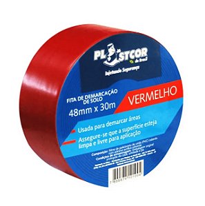 FITA DE DEMARCACAO VERMELHO 48MM X 30MTS - PLASTCOR