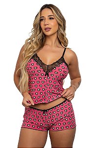 Baby Doll Estampado Confortável Detalhe Renda no Decote - Guta 1523