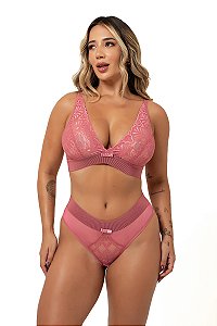 Conjunto de Lingerie em Renda e Tule Sem Bojo Nuance Feminino