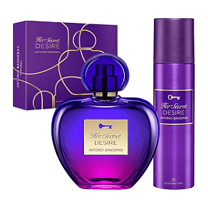 KIT COFFRET HER SECRET DESIRE de ANTONIO BANDERAS FEMININO Eau de Toilette - edt 80ml + deo 150ml