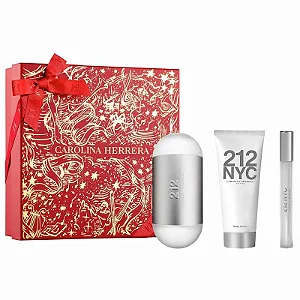 KIT COFFRET 212 NYC de CAROLINA HERRERA FEMININO EAU de TOILLETE - EDT 100ml + EDT VOYAGE 10ml + BODY LOTION 100ml
