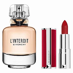 KIT COFFRET L'INTERDIT de GIVENCHY FEMININO Eau de Parfum - Eau de Parfum 80ml + Le Rouge Deep Velvet 3,4g