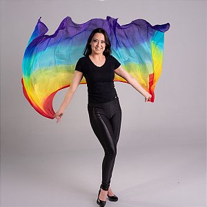 Véu Seda Pura Arco Íris 7 Cores Dança Do Ventre - VEU-SEDAA