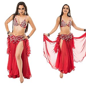 [Encomenda 30 Dias] Dança do Ventre Traje Completo Strass Luxuoso - TB-E30D-19