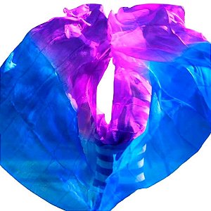 Véu Seda Pura Colorido Dança do Ventre Azul e Roxo lindo caimento - VEU-SEDAA-7