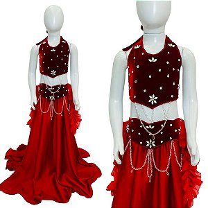 [Liquidação] Dança do Ventre Traje Bordado Completo P Infantil - Pronta Entrega  - TPCL-244