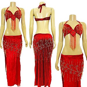 [Bazar] Dança do Ventre traje roupa figurino franjas e bordado - BZ6