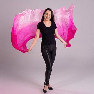 Véu Seda Pura Rosa e Pink Degradê Dança do Ventre - VEU-SEDAA-11