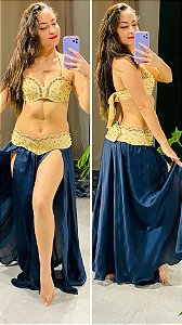 [Liquidação] Dança do Ventre Traje Bordado Completo  M-42 - Pronta Entrega - TPCL-443