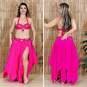 [Liquidação] Dança do Ventre Traje Bordado Completo  - Pronta Entrega - TPCL-463