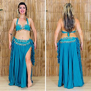 [Liquidação] Dança do Ventre Traje Bordado Completo  - Pronta Entrega - TPCL-468
