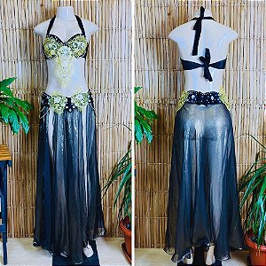 [Liquidação] Dança do Ventre Traje  Bordado Completo -Pronta Entrega - TPCL-620