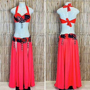 [Liquidação] Dança do Ventre Traje  Bordado Completo GG (46) - Pronta Entrega - TPCL-632