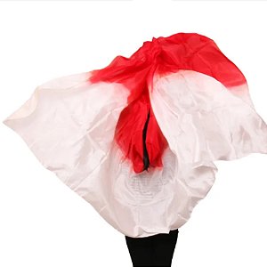 Véu Seda Pura Colorido Dança do Ventre Vermelho e Branco- VEU-SEDAA-14