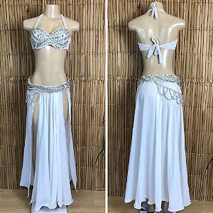 [Liquidação] Dança do Ventre Traje Bordado Completo G (44) Pronta Entrega - TPCL-666