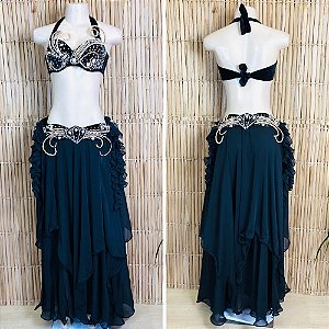 [Liquidação] Dança do Ventre Traje Bordado Completo G (44) Pronta Entrega - TPCL-669