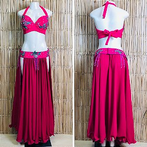 [Liquidação] Dança do Ventre Traje Bordado Completo Pronta Entrega Plus (52) - TPCL-674