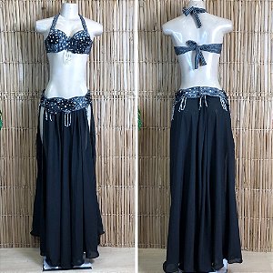 [Liquidação] Dança do Ventre Traje Bordado Completo Pronta Entrega - TPCL-687