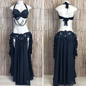 [Liquidação] Dança do Ventre Traje Bordado Completo - GG - 46 - Pronta Entrega - TPCL-693