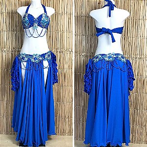 [Liquidação] Dança do Ventre Traje Bordado Completo - G - 44 - Pronta Entrega - TPCL-713