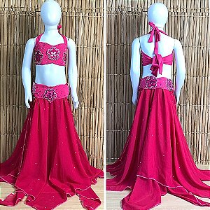 Dança do Ventre Traje Bordado Completo Infantil - Pronta Entrega - TCIPE-8